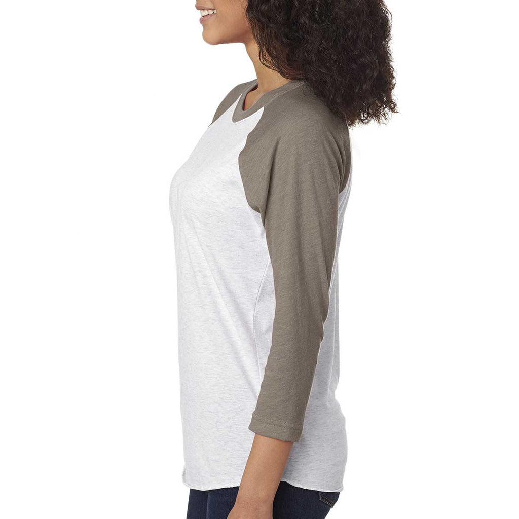 Next Level Unisex Venetian Grey Sleeves/Heather White Triblend 3/4-Sleeve Raglan Tee