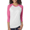 Next Level Unisex Vintage Pink/Heather White Triblend 3/4-Sleeve Raglan Tee