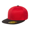 Flexfit Red/Black 210 Fitted Flat Visor Cap