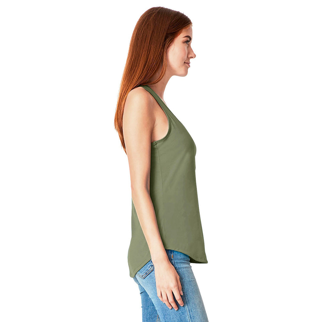 Next Level Women's Military Green Gathered Racerback Tank