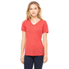 Bella + Canvas Women's Red Triblend Relaxed Jersey Short-Sleeve V-Neck T-Shirt