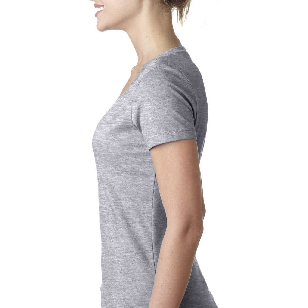 Next Level Women's Dark Heather Grey CVC Deep V Tee