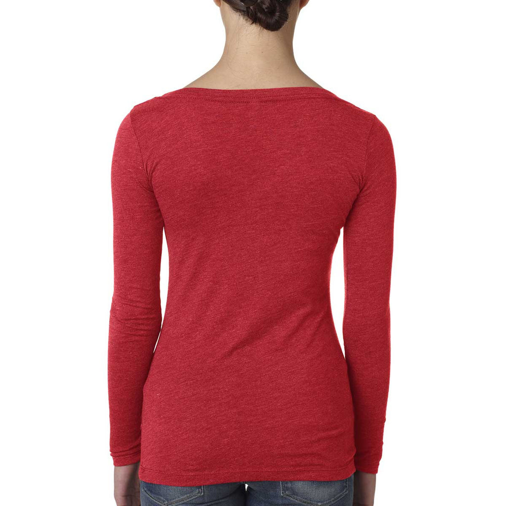 Next Level Women's Vintage Red Triblend Long-Sleeve Scoop Tee