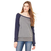 Bella + Canvas Women's Deep Heather/Navy Wide Neck Sweatshirt