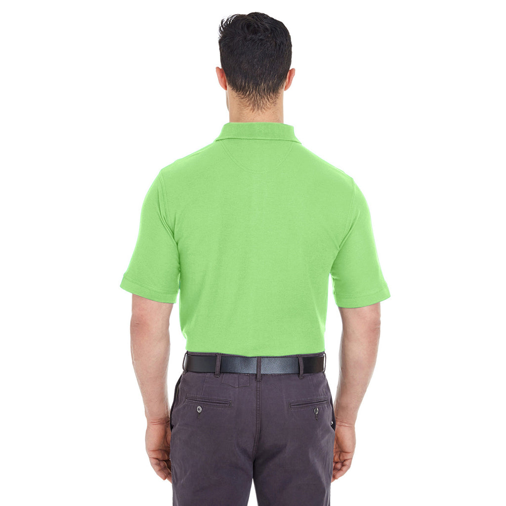 UltraClub Men's Light Green Platinum Honeycomb Pique Polo