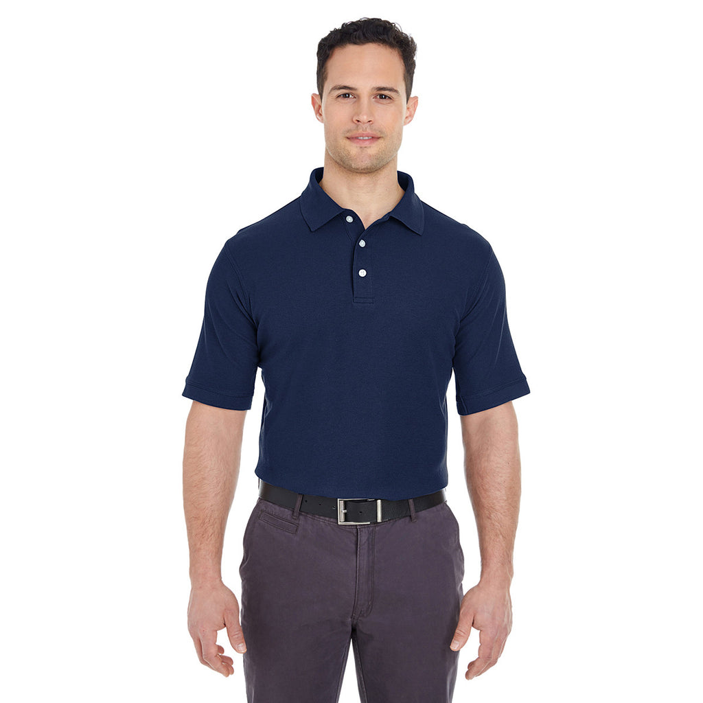 UltraClub Men's Navy Platinum Honeycomb Pique Polo