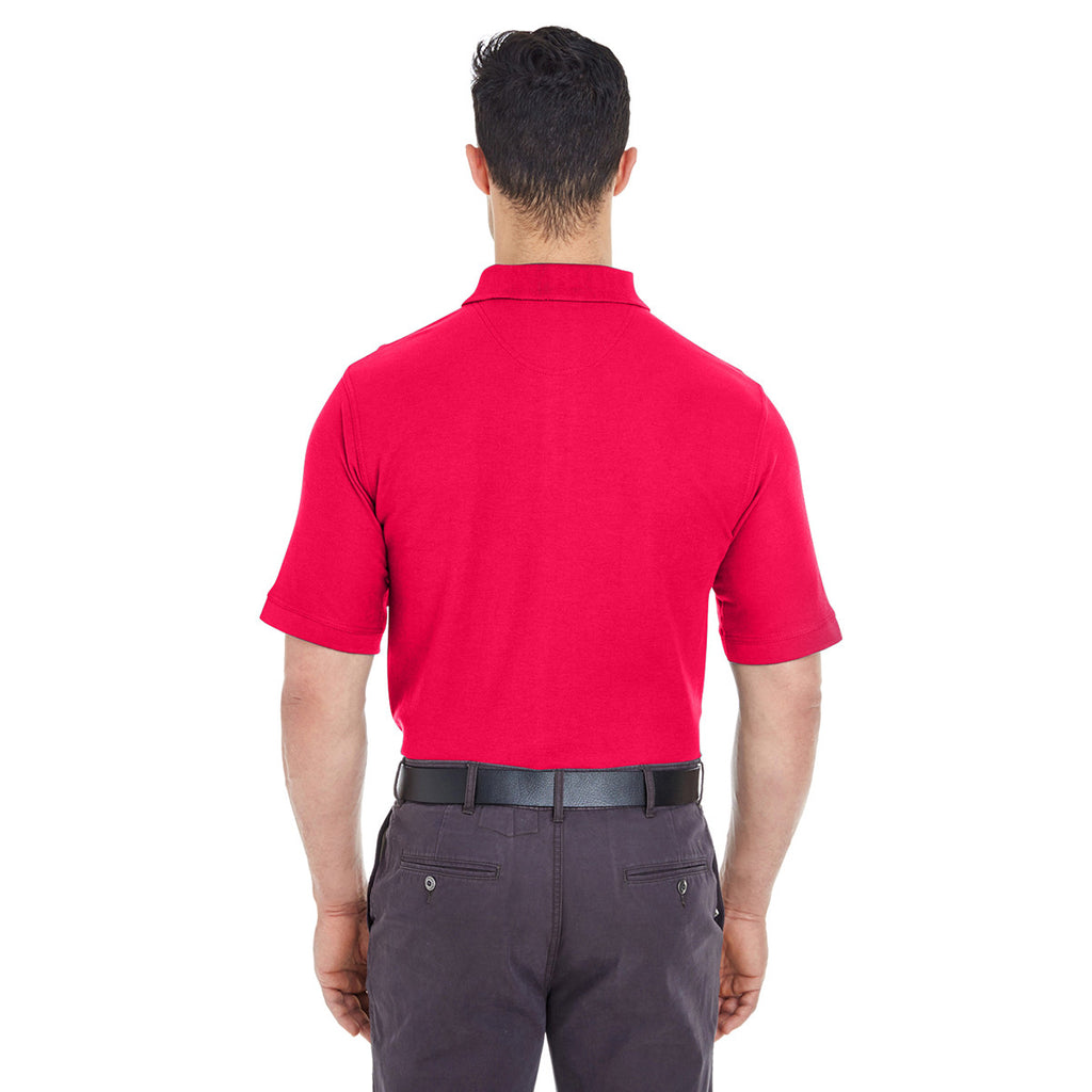 UltraClub Men's Red Platinum Honeycomb Pique Polo