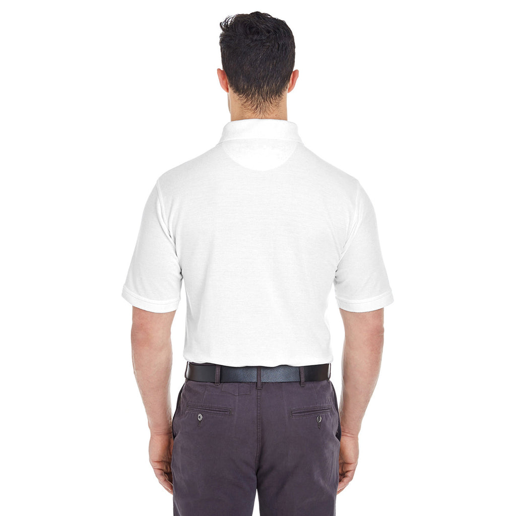 UltraClub Men's White Platinum Honeycomb Pique Polo