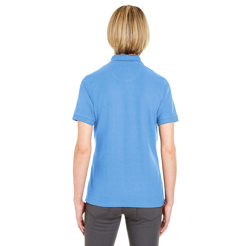 UltraClub Women's Bimini Blue Platinum Honeycomb Pique Polo