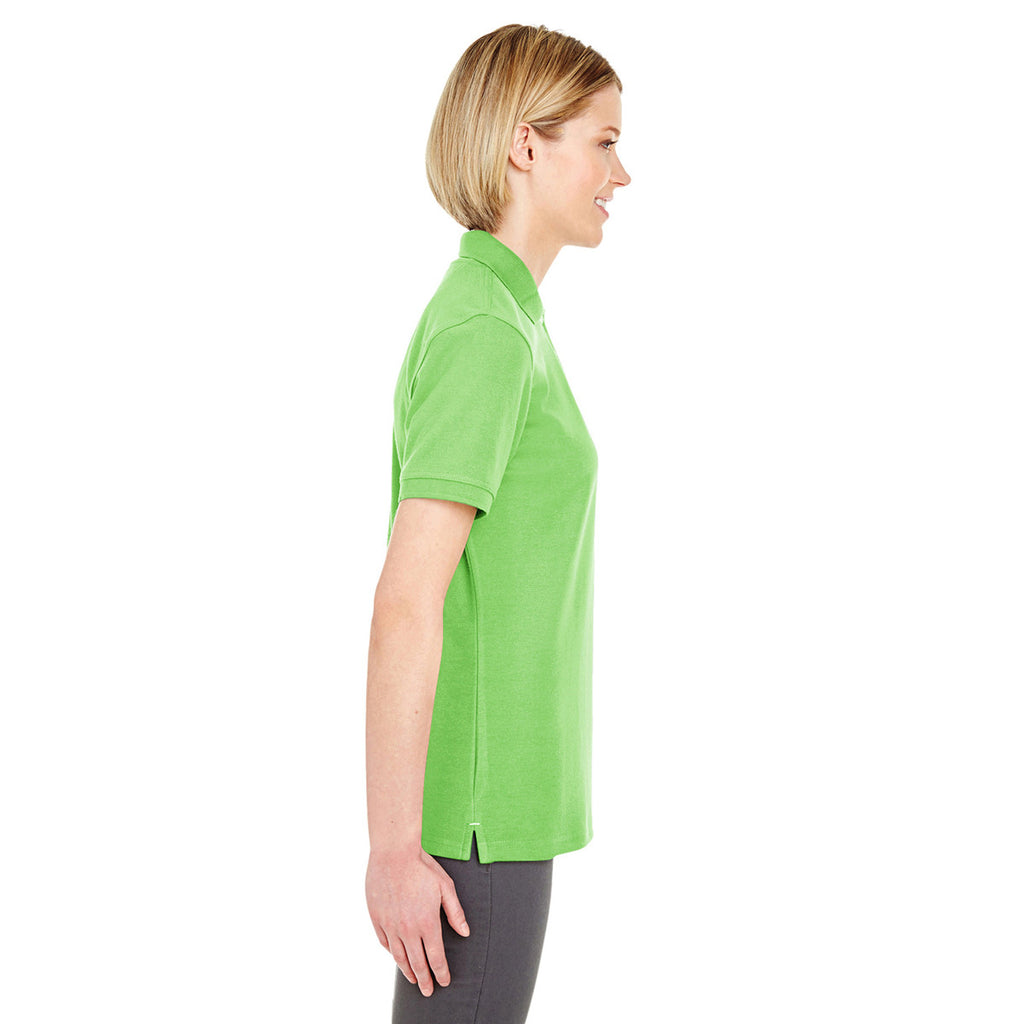 UltraClub Women's Light Green Platinum Honeycomb Pique Polo