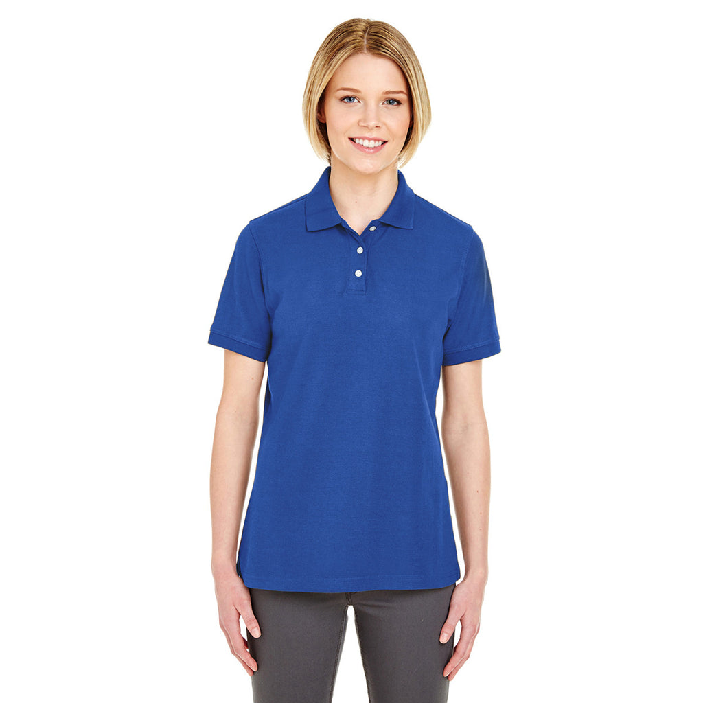 UltraClub Women's Royal Platinum Honeycomb Pique Polo