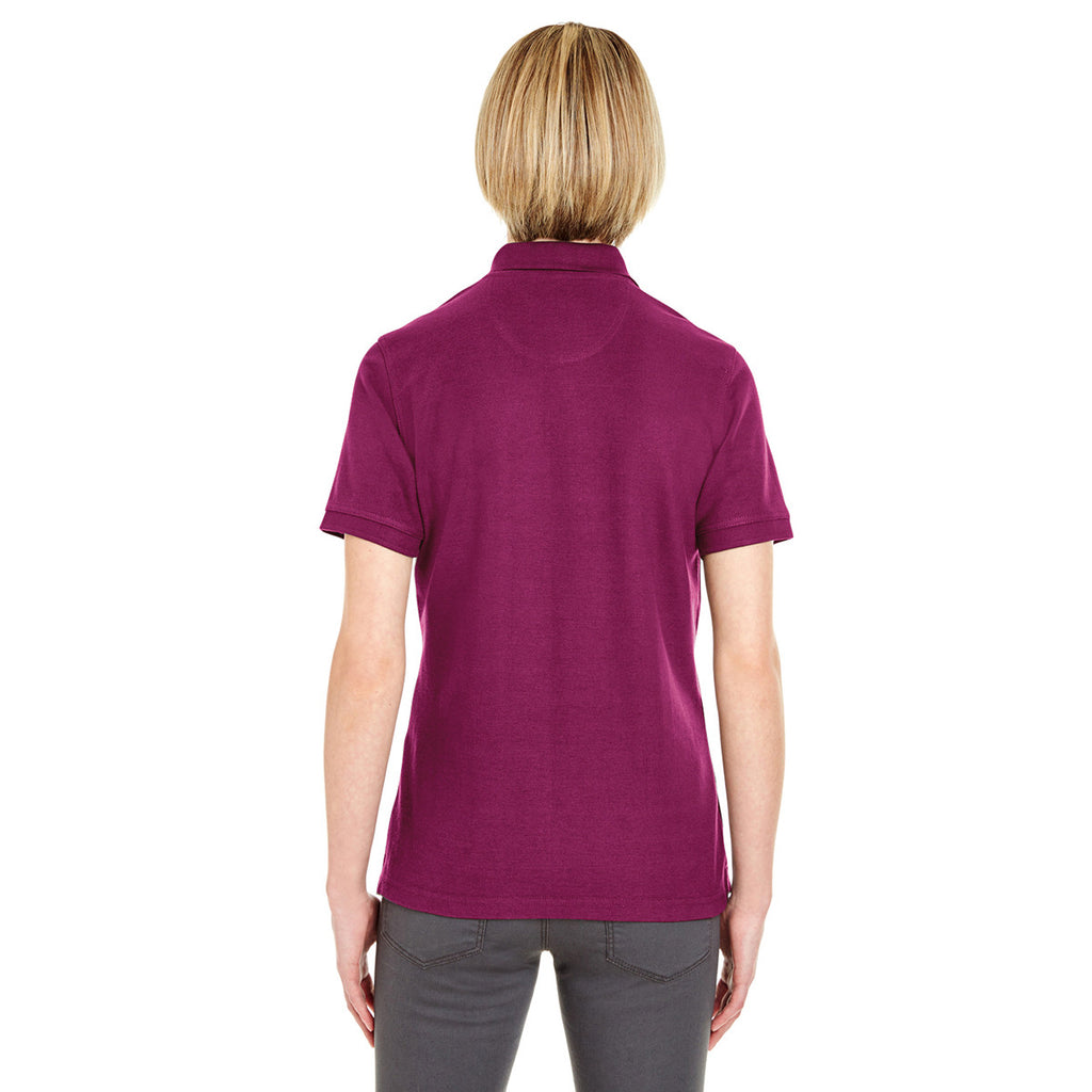 UltraClub Women's Wine Platinum Honeycomb Pique Polo