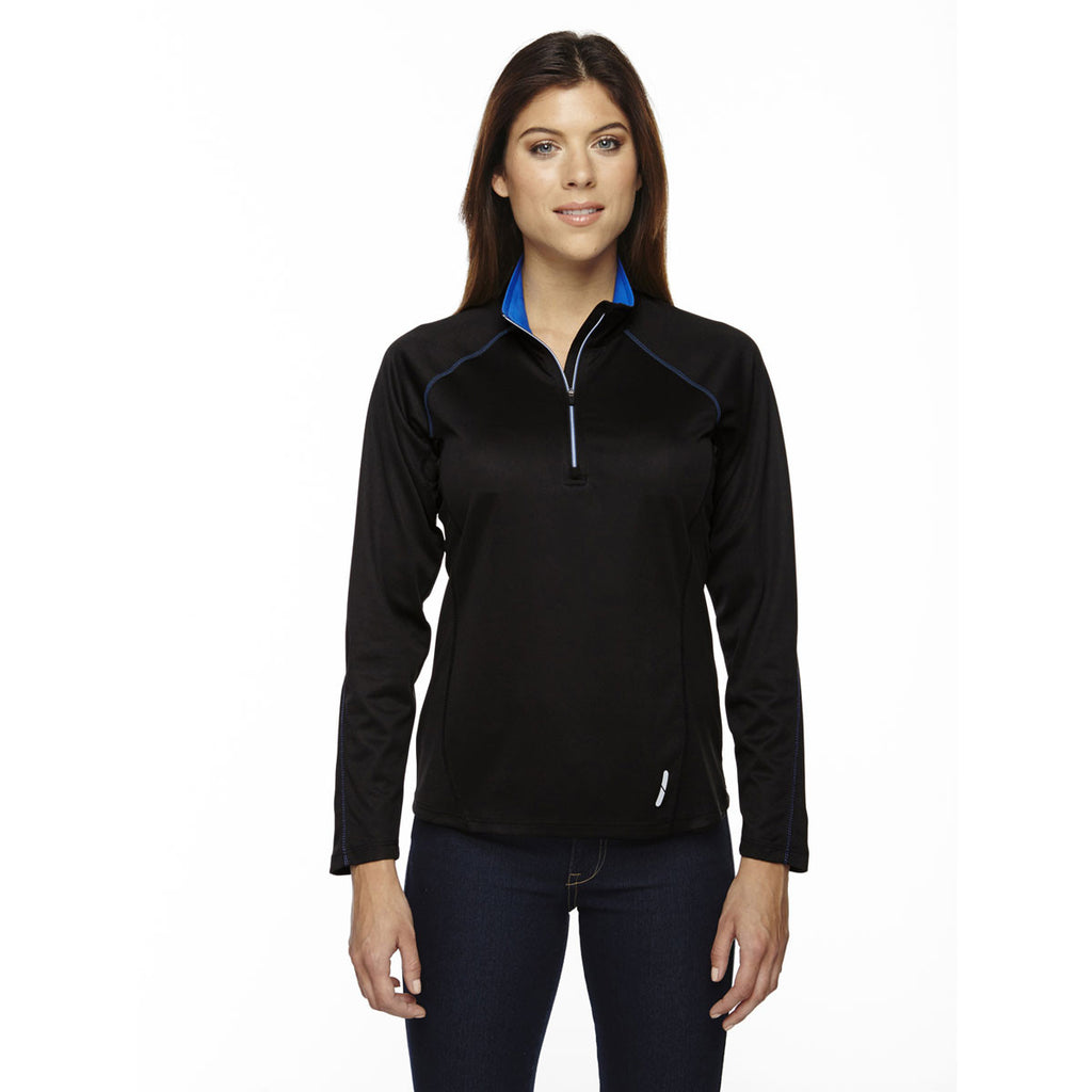 North End Women's Black/True Royal Radar Half-Zip Performance Long-Sleeve Top