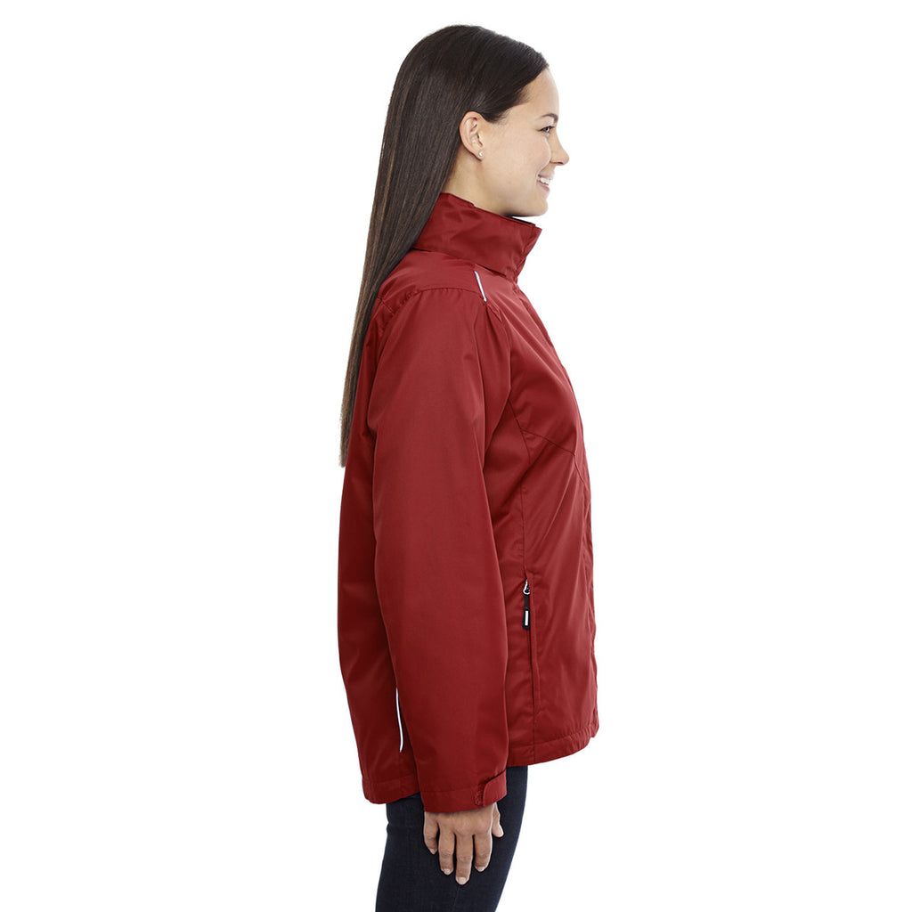 Core 365 Women's Classic Red Region 3-in-1 Jacket with Fleece Liner