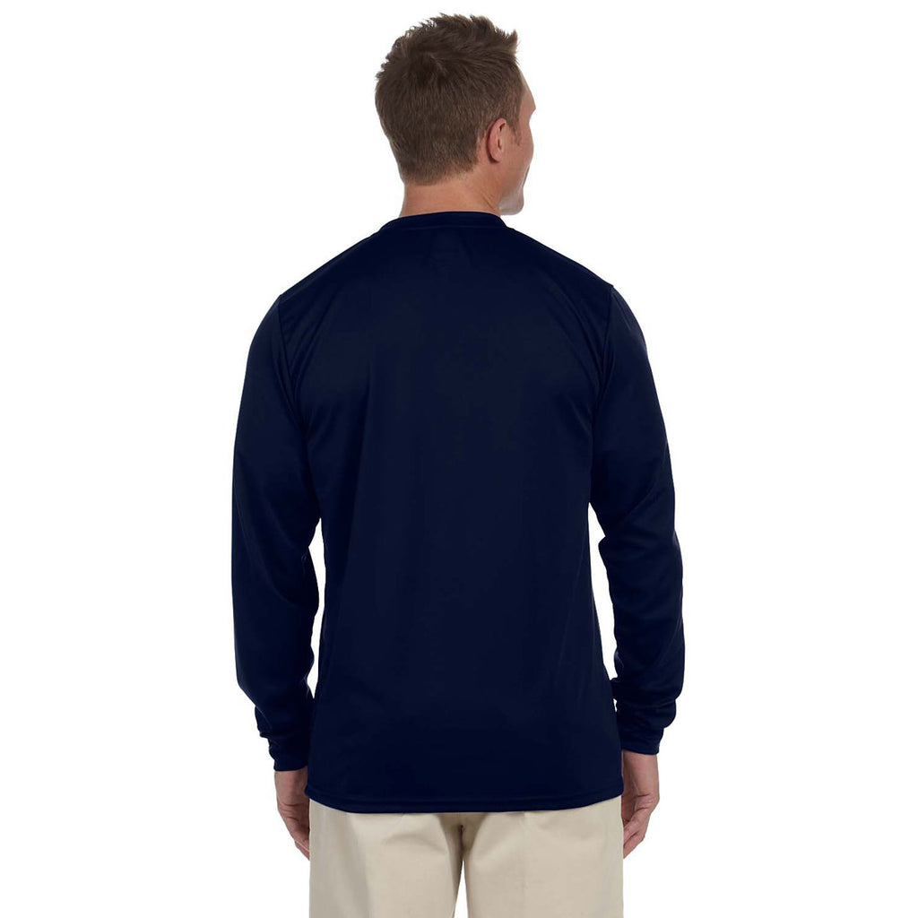 Augusta Sportswear Men's Navy Wicking Long-Sleeve T-Shirt