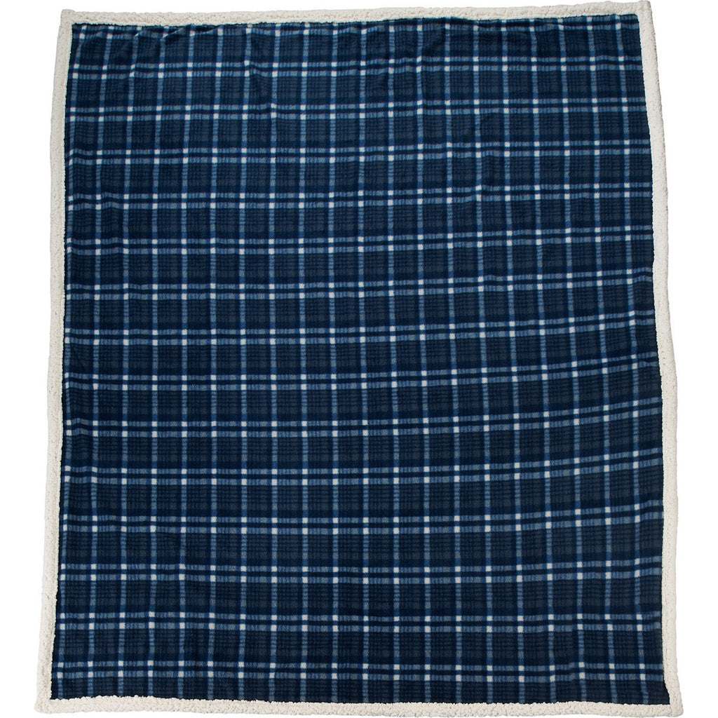 Field & Co. Blue Plaid Sherpa Blanket