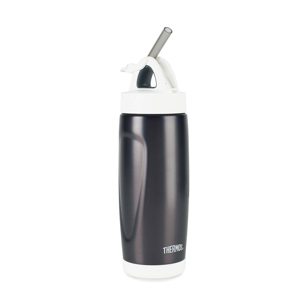 Thermos Charcoal Stainless Steel Sport Bottle with Covered Straw - 18 oz.