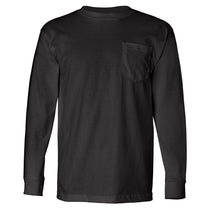 Bayside Men's Black USA-Made Long Sleeve T-Shirt with Pocket