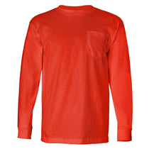 Bayside Men's Bright Orange USA-Made Long Sleeve T-Shirt with Pocket