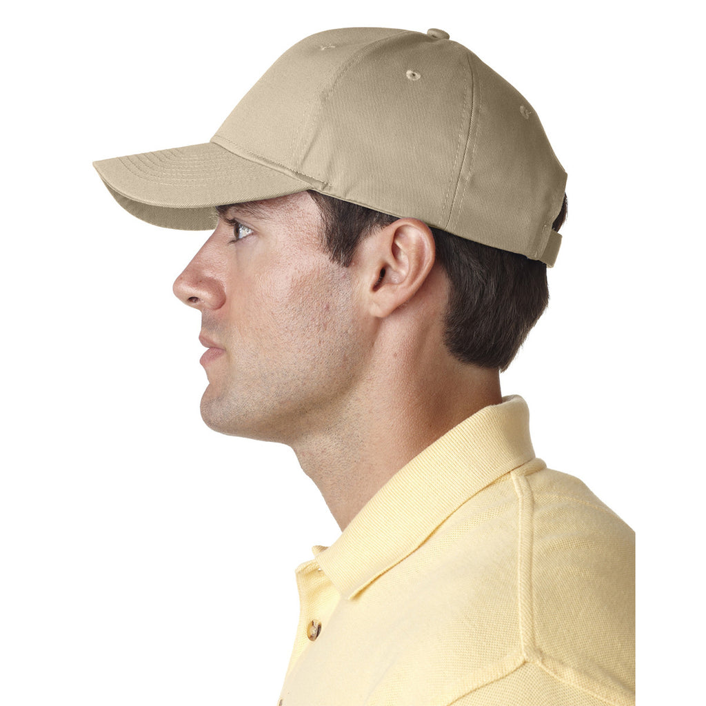 UltraClub Men's Khaki Classic Cut Chino Cotton Twill Structured Cap