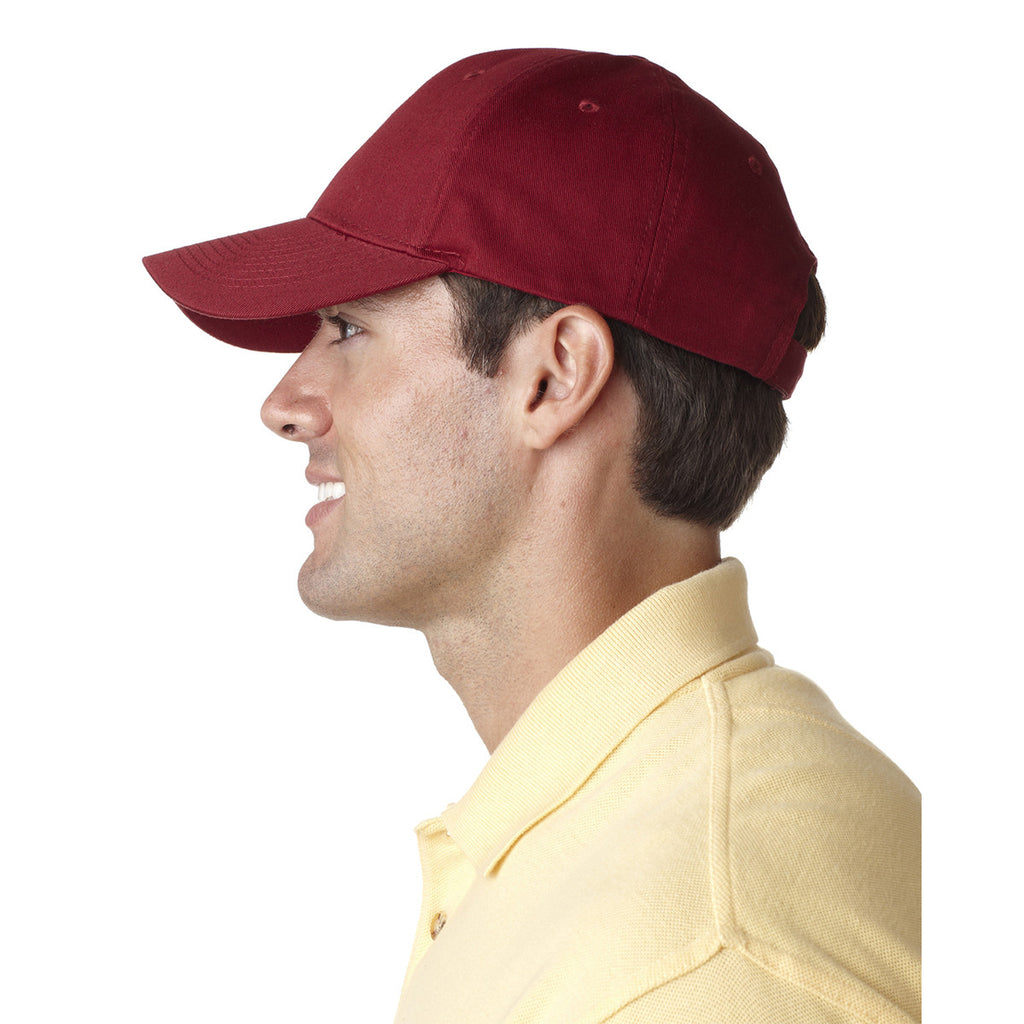 UltraClub Men's Maroon Classic Cut Chino Cotton Twill Structured Cap