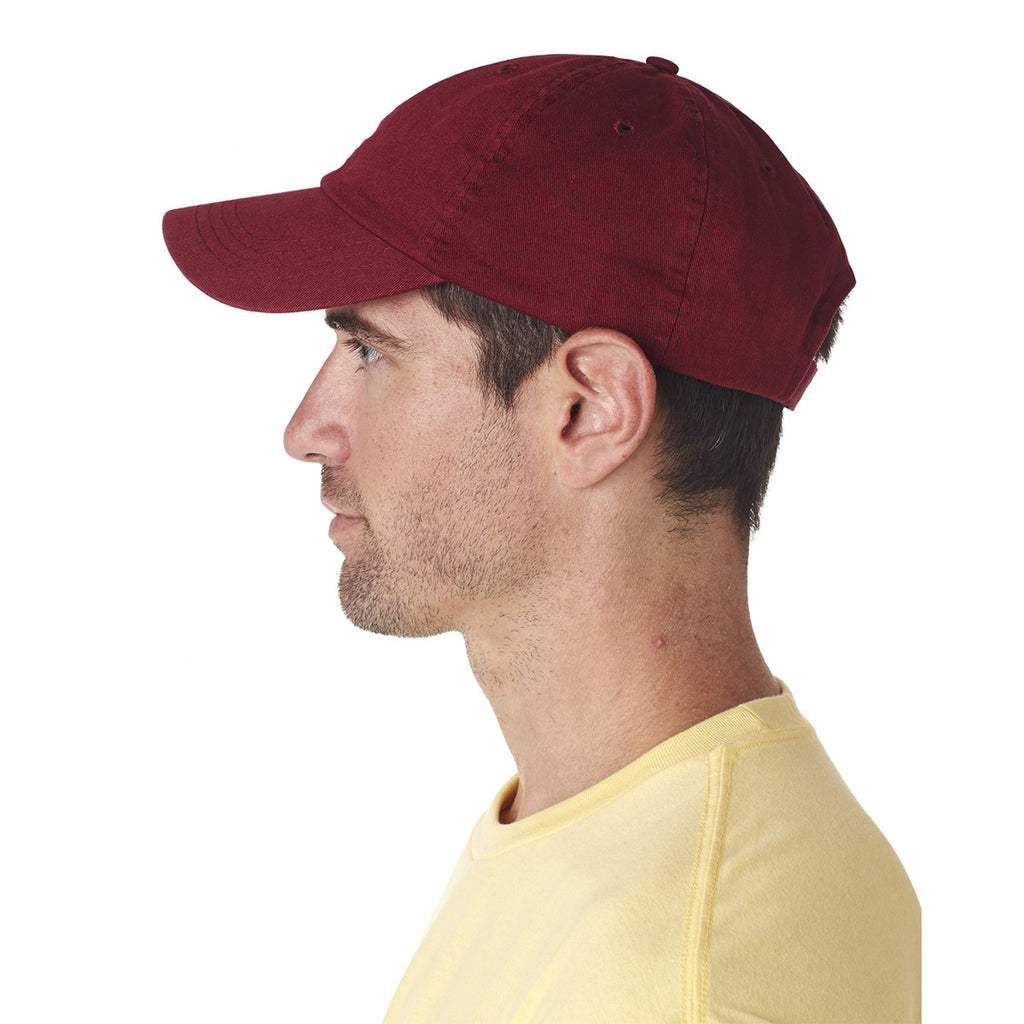 UltraClub Men's Maroon Classic Cut Chino Cotton Twill Unconstructed Cap