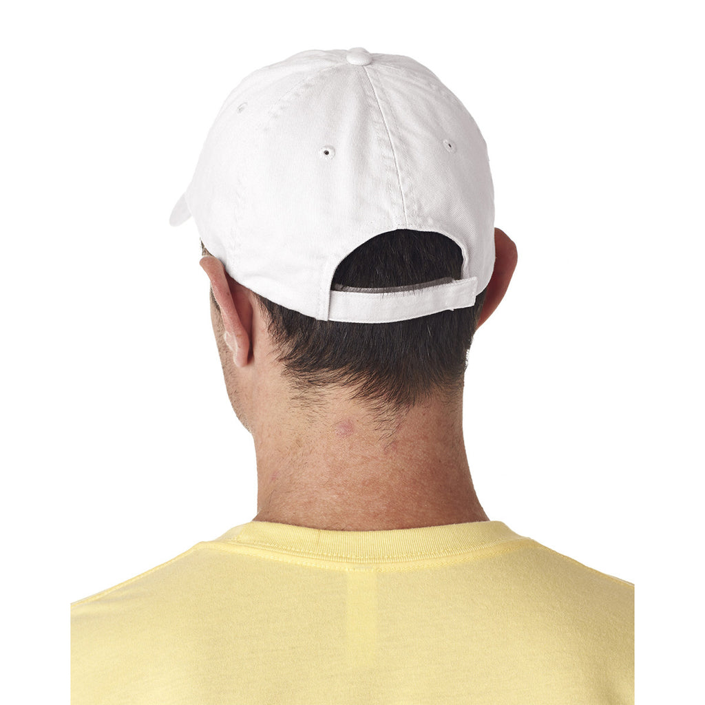 UltraClub Men's White Classic Cut Chino Cotton Twill Unconstructed Cap