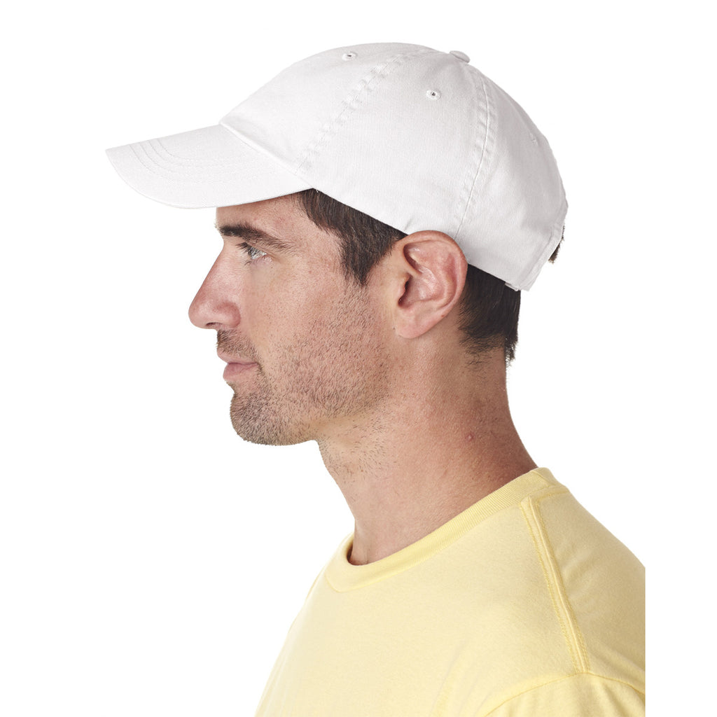 UltraClub Men's White Classic Cut Chino Cotton Twill Unconstructed Cap