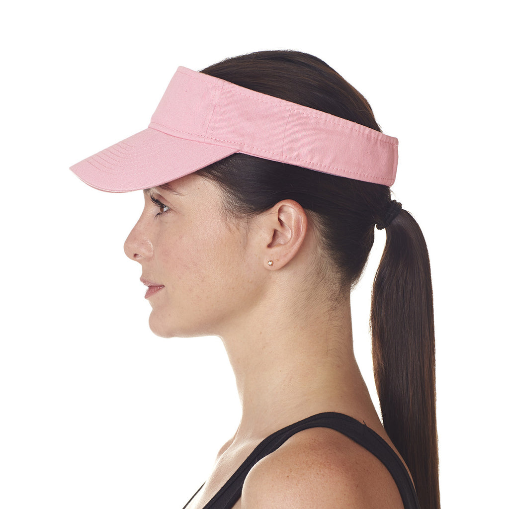 UltraClub Women's Pink Classic Cut Chino Cotton Twill Visor