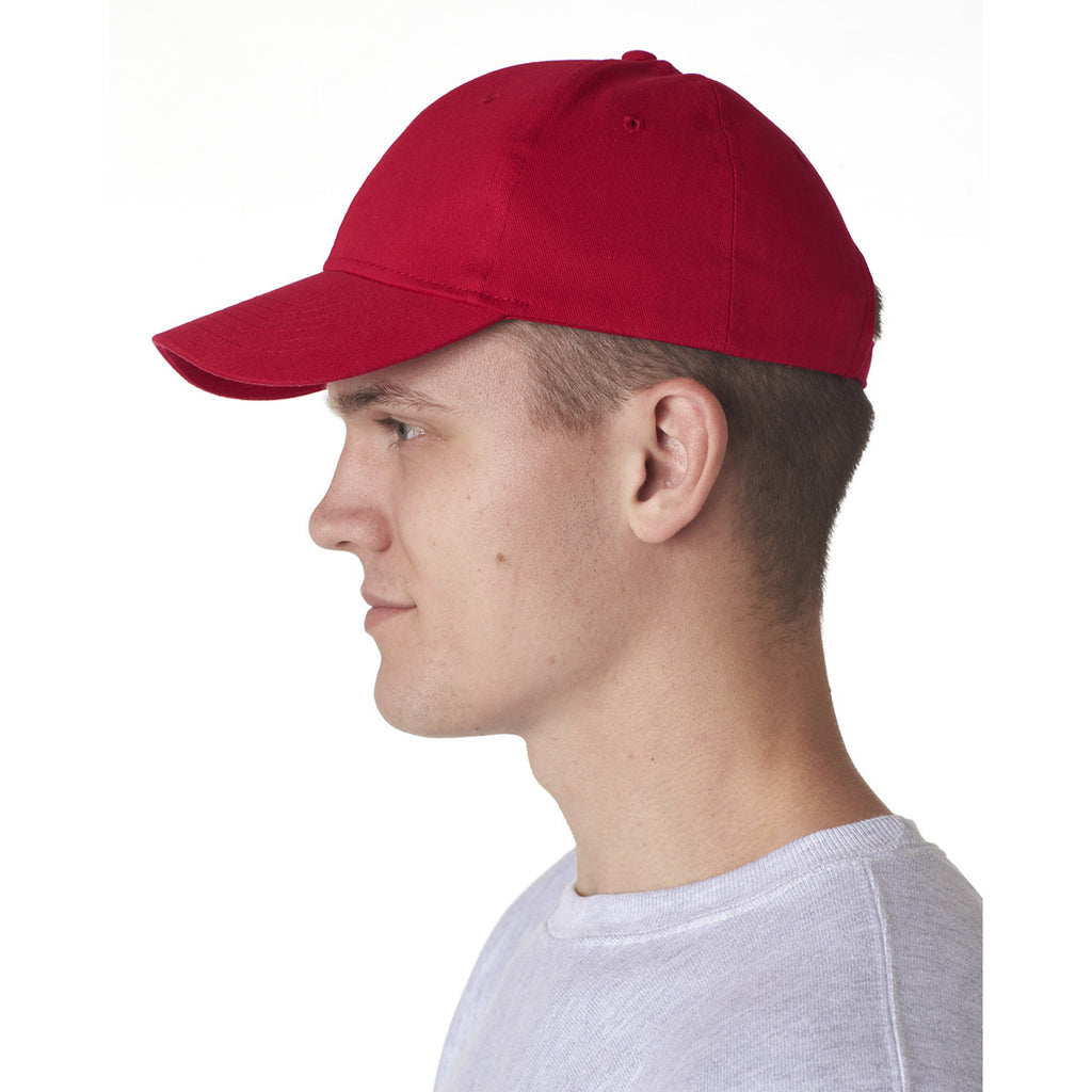 UltraClub Men's Red Classic Cut Brushed Cotton Twill Structured Cap