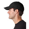 UltraClub Men's Black Classic Cut Brushed Cotton Twill Unstructured Cap