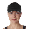 UltraClub Women's Black/White Classic Cut Brushed Cotton Twill Sandwich Visor