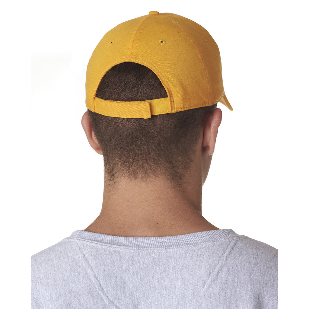 UltraClub Men's Gold Classic Cut Cotton Twill 5-Panel Cap