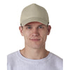 UltraClub Men's Khaki Classic Cut Cotton Twill 5-Panel Cap