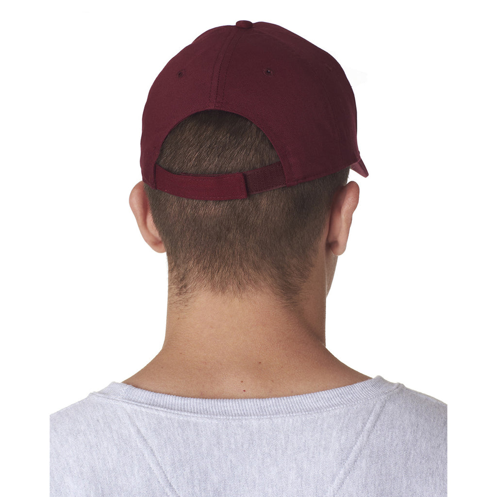 UltraClub Men's Maroon Classic Cut Cotton Twill 5-Panel Cap