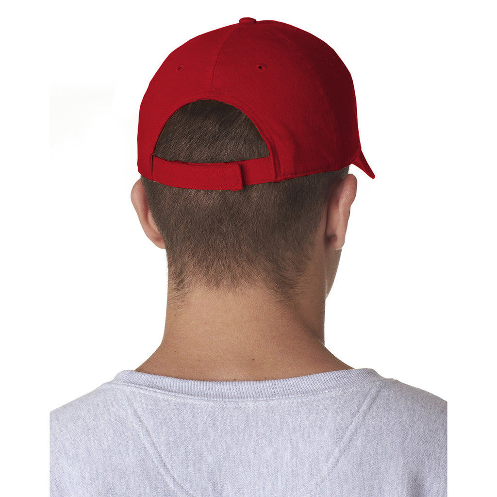 UltraClub Men's Red Classic Cut Cotton Twill 5-Panel Cap