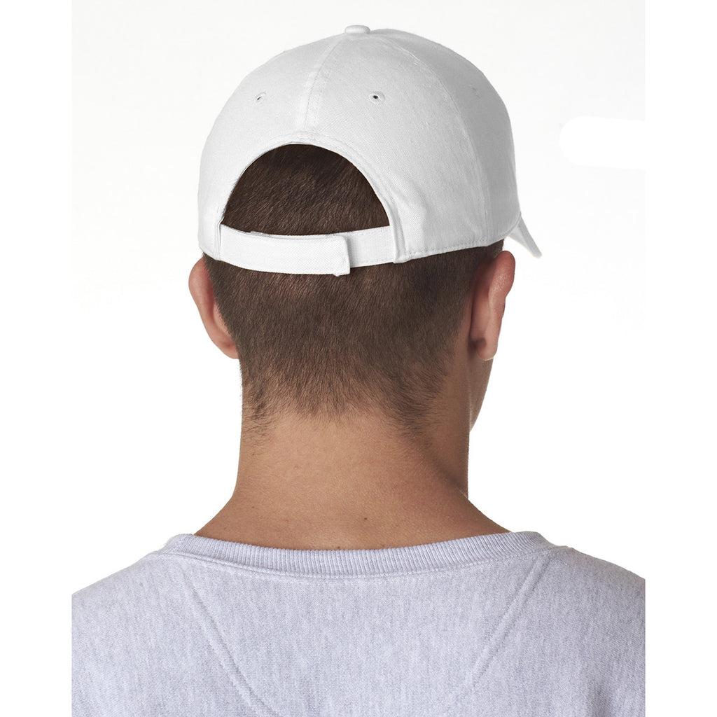 UltraClub Men's White Classic Cut Cotton Twill 5-Panel Cap