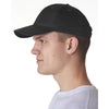 UltraClub Men's Black Classic Cut Cotton Twill 6-Panel Cap