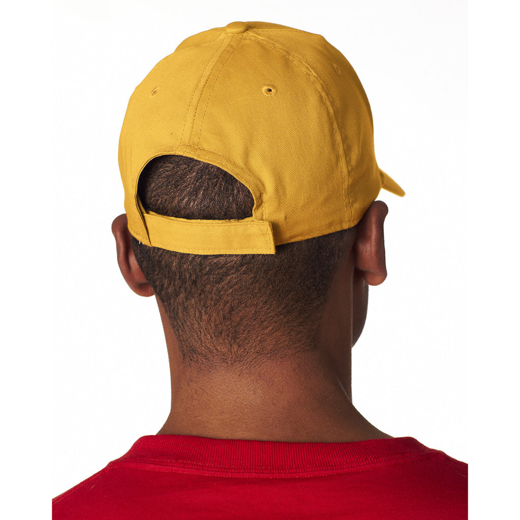 UltraClub Men's Gold Classic Cut Cotton Twill 6-Panel Cap