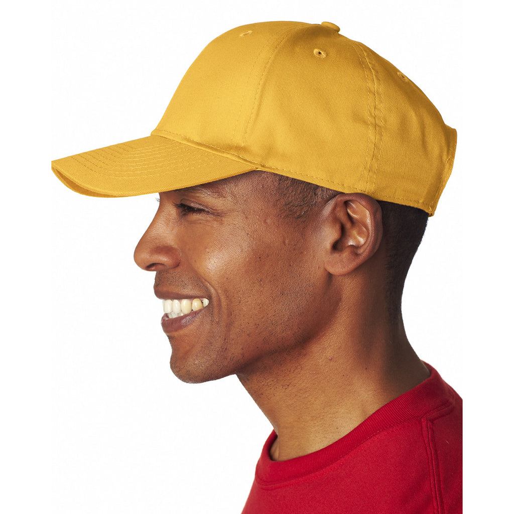 UltraClub Men's Gold Classic Cut Cotton Twill 6-Panel Cap