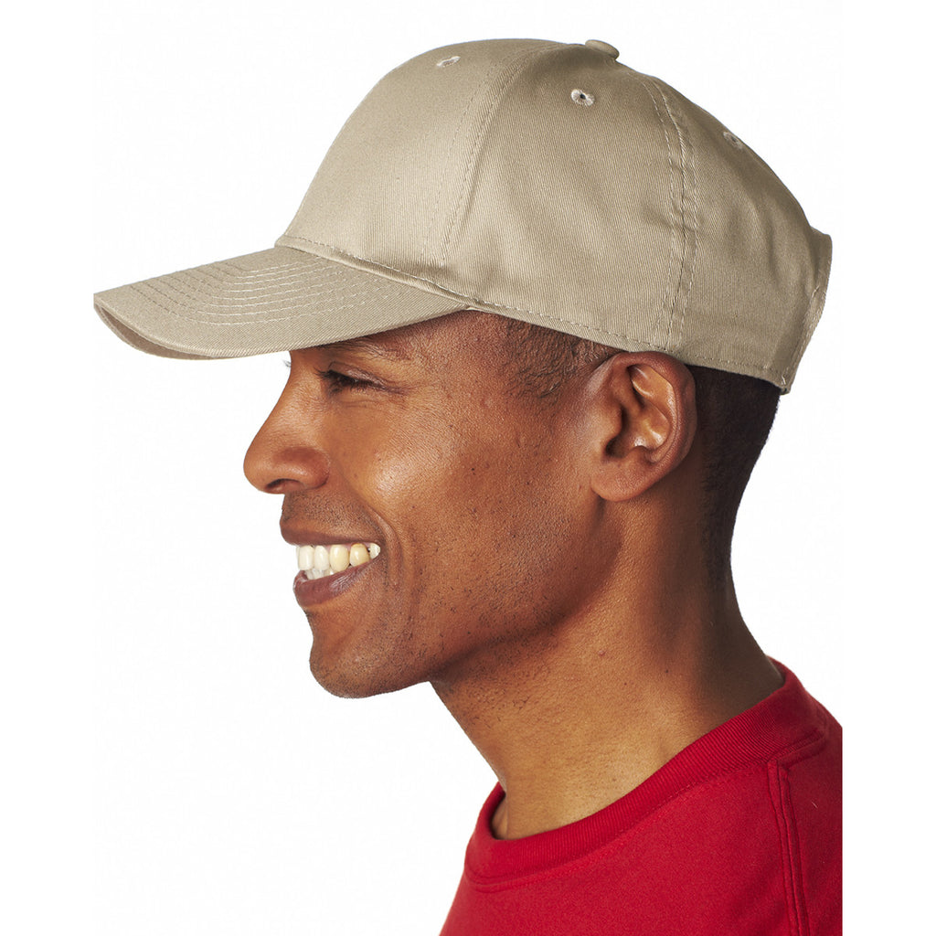 UltraClub Men's Khaki Classic Cut Cotton Twill 6-Panel Cap