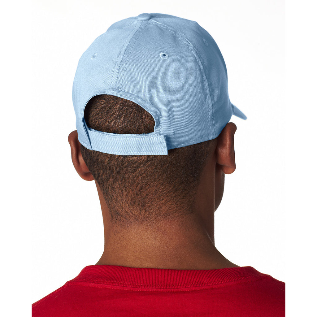 UltraClub Men's Light Blue Classic Cut Cotton Twill 6-Panel Cap