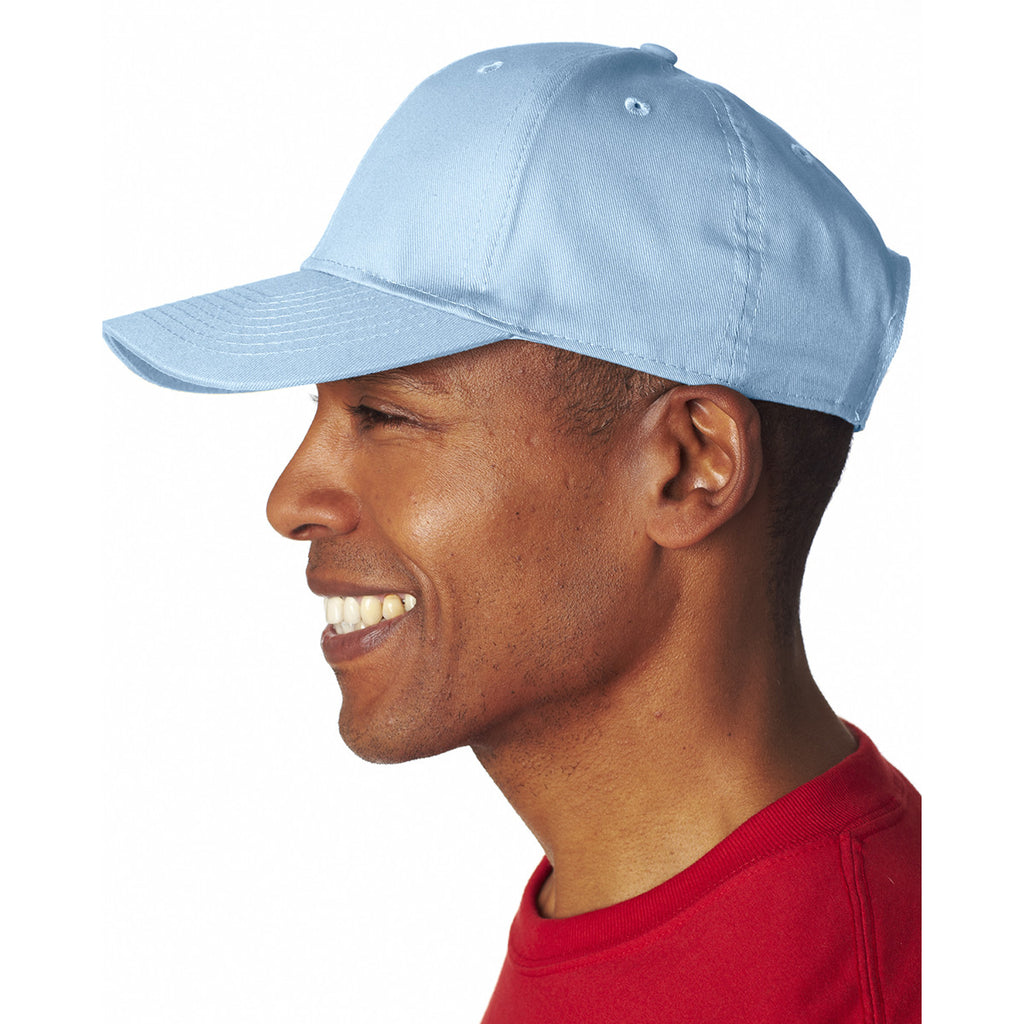 UltraClub Men's Light Blue Classic Cut Cotton Twill 6-Panel Cap