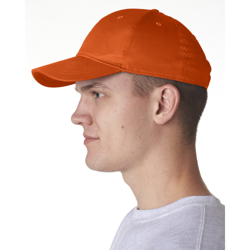 UltraClub Men's Orange Classic Cut Cotton Twill 6-Panel Cap