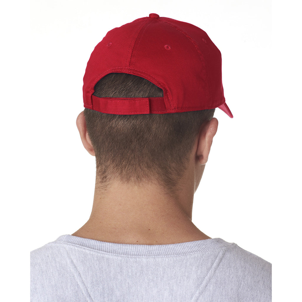 UltraClub Men's Red Classic Cut Cotton Twill 6-Panel Cap