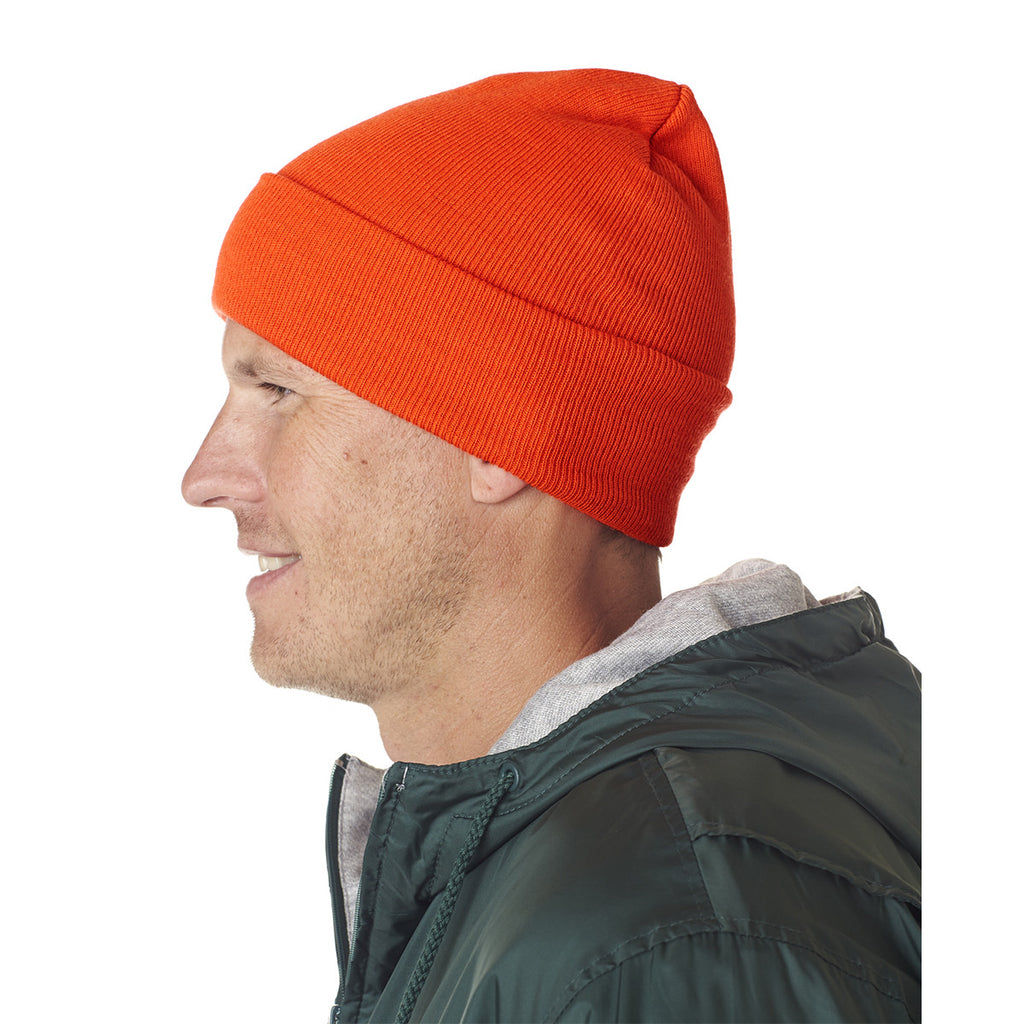 UltraClub Unisex Blaze Orange Knit Beanie with Cuff