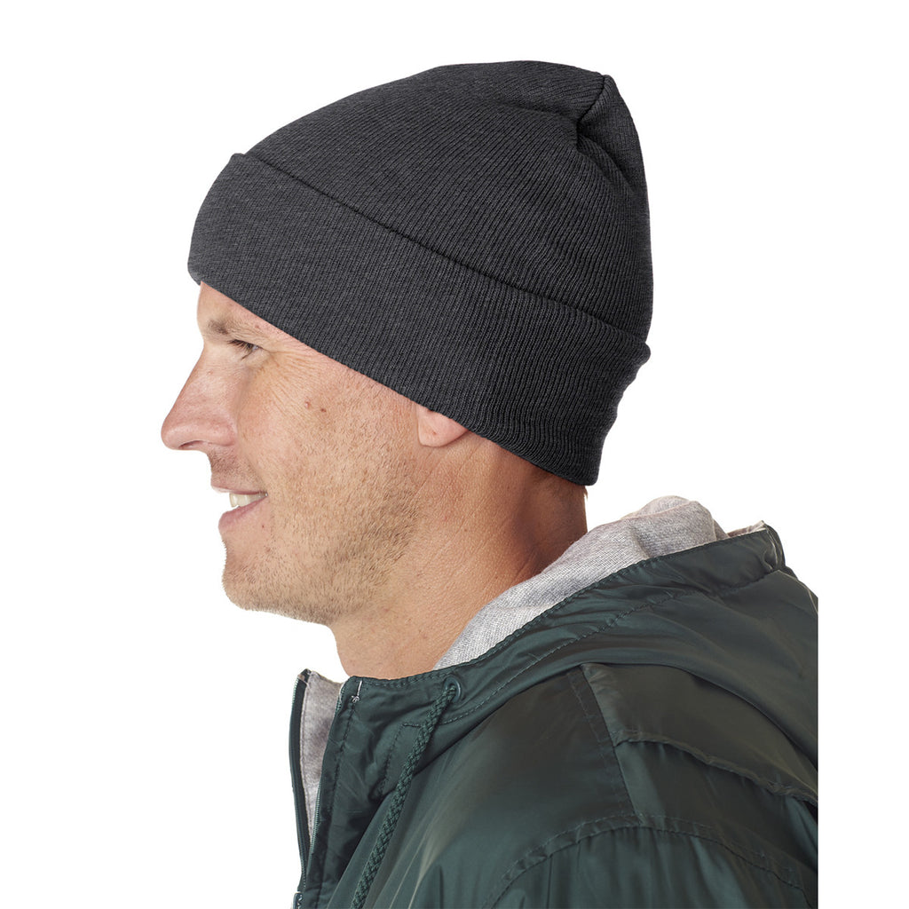 UltraClub Men's Heather Grey Knit Beanie with Cuff