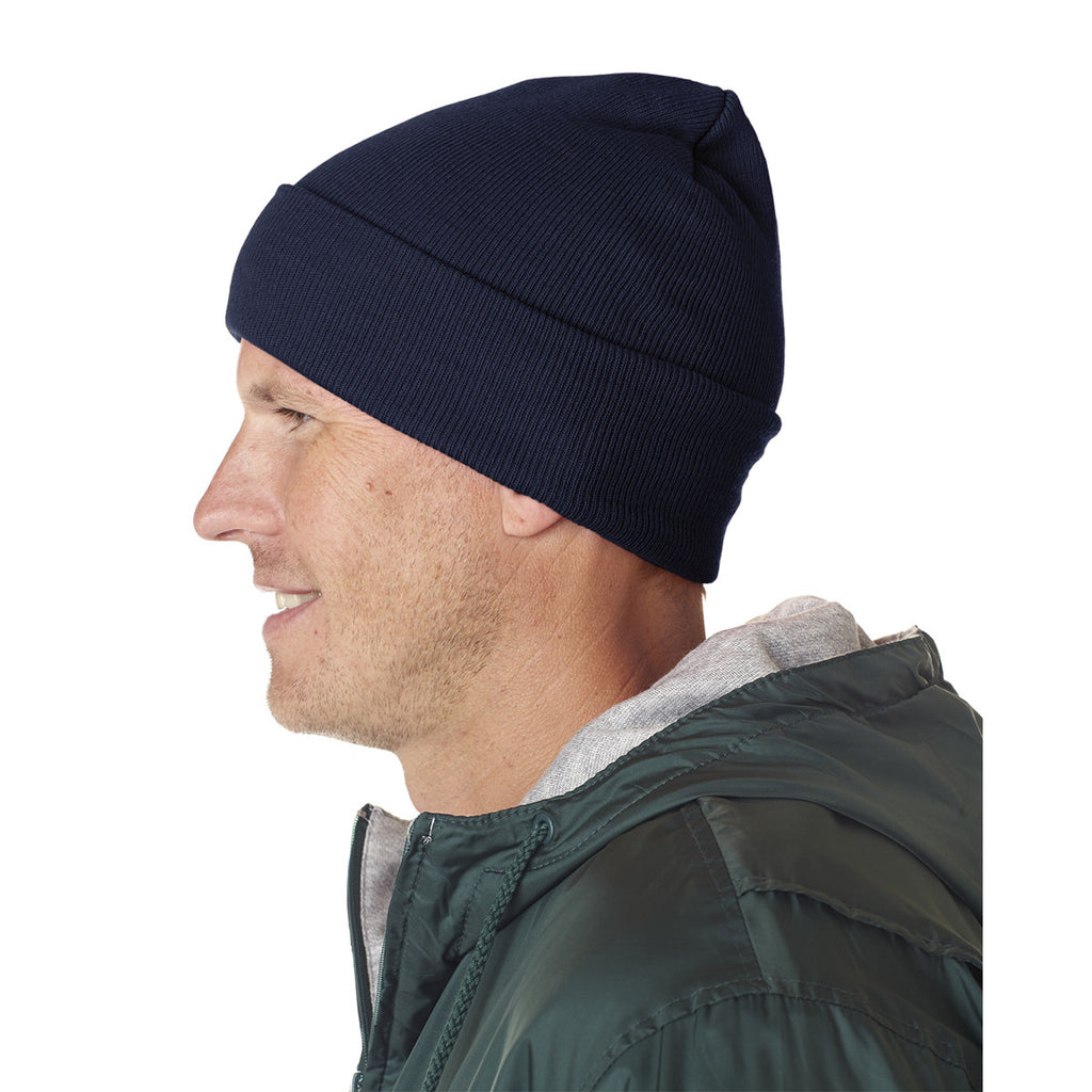 UltraClub Unisex Navy Knit Beanie with Cuff