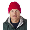 UltraClub Unisex Red Knit Beanie with Cuff