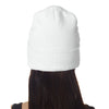 UltraClub Unisex White Knit Beanie with Cuff